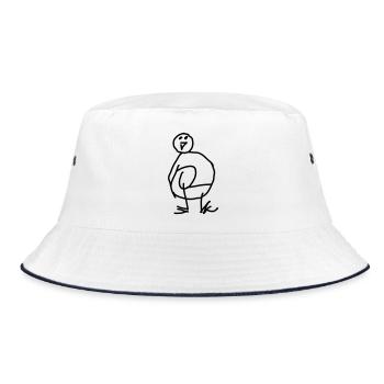 Kritzel Pinguin - Bucket Hat - Weiß/Navy - Vorne