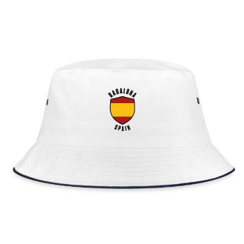 Schild der spanischen Flagge in rot-gelber Farbpalette - Bucket Hat - Weiß/Navy - Vorne