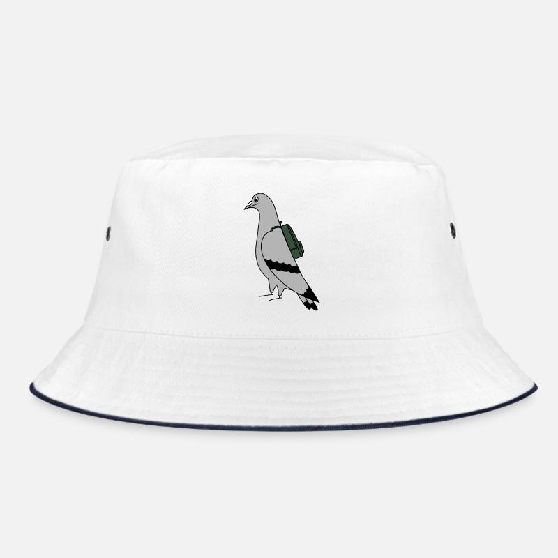 Pigeon with Backpack – Urban Minimal Illustration Bucket Hat