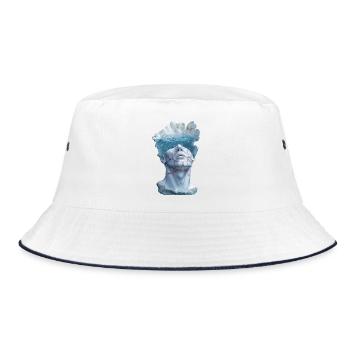surreal marble statue bust - Bucket Hat - white/navy - Front