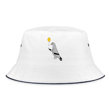 Pigeon with Balloon – Urban Minimal Art - Bucket Hat - Weiß/Navy - Vorne