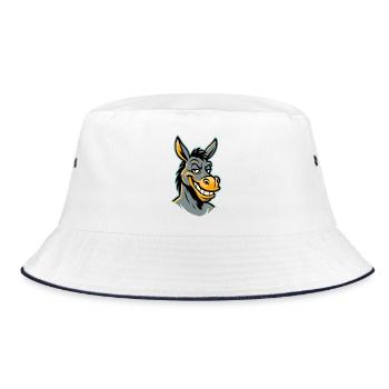 Cheeky grinning donkey - Bucket Hat - white/navy - Front
