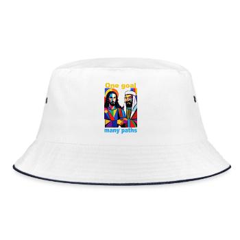 One Goal Many Paths Pop Art Duo - Bucket Hat - Weiß/Navy - Vorne