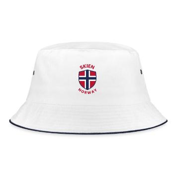 Skien-Norwegen-Schild mit norwegischer Flagge - Bucket Hat - Weiß/Navy - Vorne
