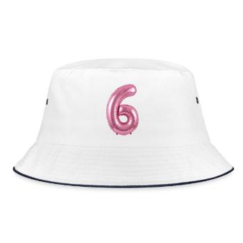 6th Birthday Shirt, Pink Balloon Helium - Bucket Hat - white/navy - Front