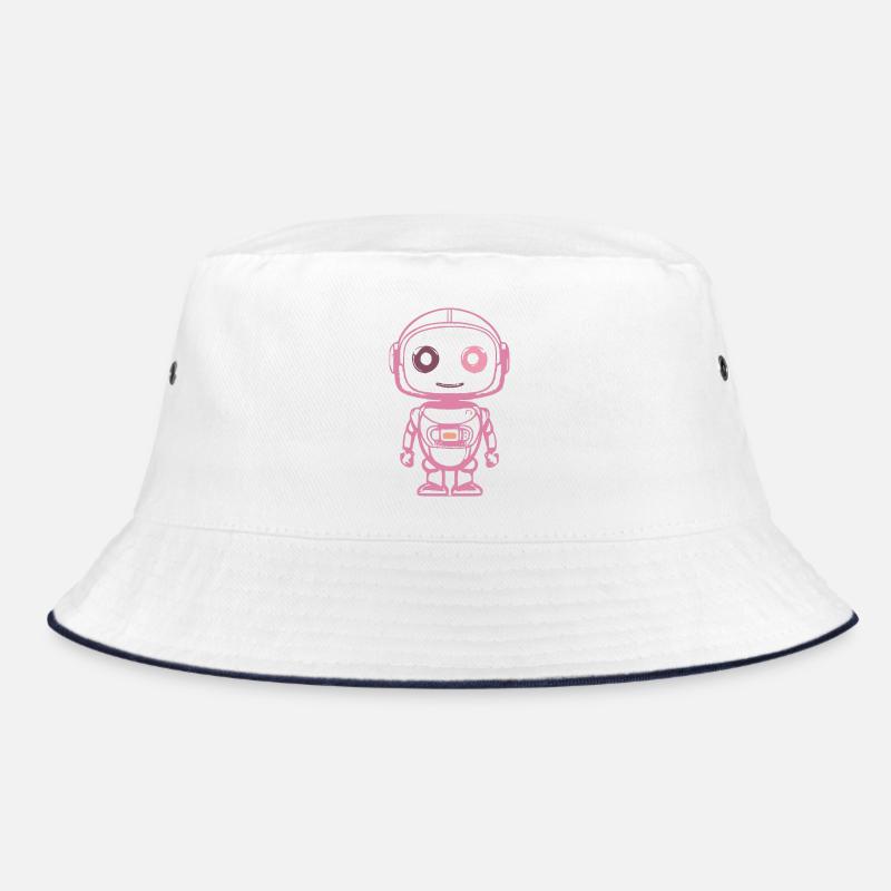 Pink Space Robot Illustration Bucket Hat