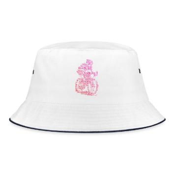 Puristisches Roadbike Thema - Bucket Hat - Weiß/Navy - Vorne