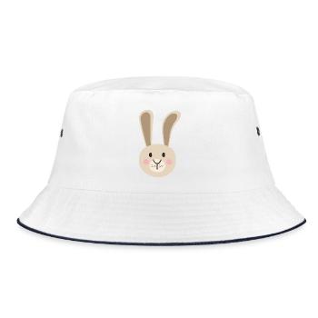 Cuddly bunny portrait in beige - Bucket Hat - white/navy - Front