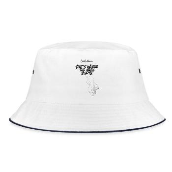 Look down. That’s where the magic starts. - Bucket Hat - white/navy - Front