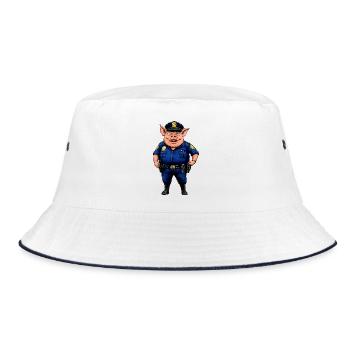 Pig Police - Bucket Hat - white/navy - Front