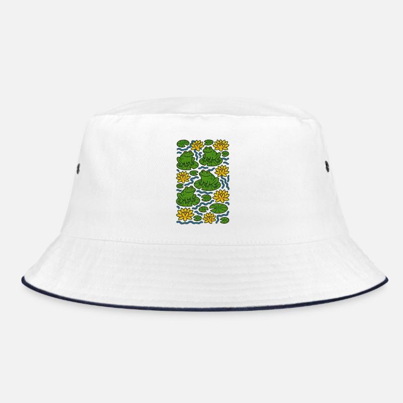 Lily Pad Frogs in Bloom Pattern Bucket Hat