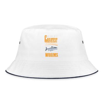 Fischer Sportfischer Angeln Angler Spruch - Bucket Hat - Weiß/Navy - Vorne