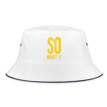 So What!!! Bold Grunge Typo - Bucket Hat - Weiß/Navy - Vorne
