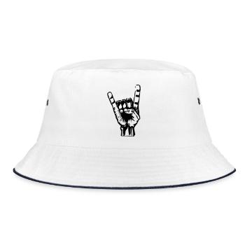 Mano_Mutant_rechts _Motivfarbe_frei_waehlbar - Bucket Hat - white/navy - Front