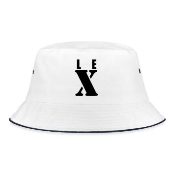 Lex – First Name Design | Minimal Typography - Bucket Hat - Weiß/Navy - Vorne