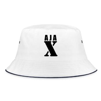 Ajax – First Name Design | Minimal Typography - Bucket Hat - Weiß/Navy - Vorne