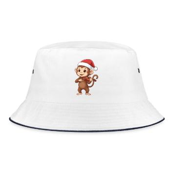 Weihnachtsaffe spielt Geigenkunst - Bucket Hat - Weiß/Navy - Vorne