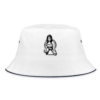 HACKER GIRL - black & white - Bucket Hat - white/navy - Front