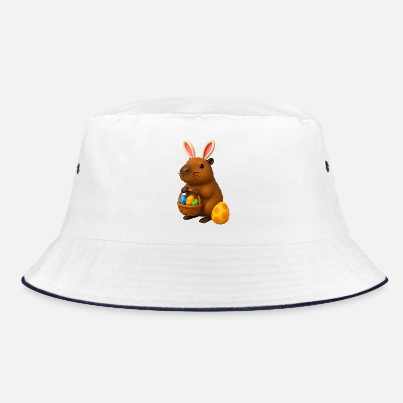 Osterhasen-Capybara mit Körbchen mit bunten Eiern Bucket Hat