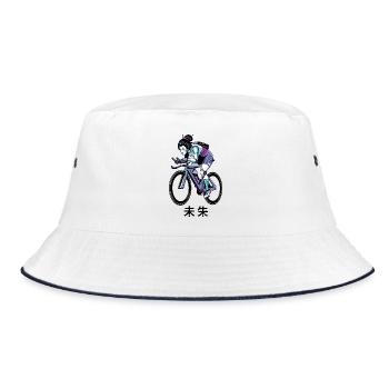 Neon Cyborg geisha Cyclist - Bucket Hat - white/navy - Front