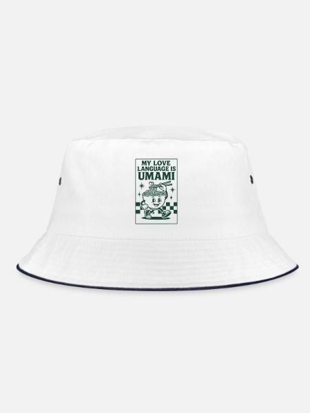 Umami ist Liebe | Ramen Nudeln - Bucket Hat - Weiß/Navy - Vorne