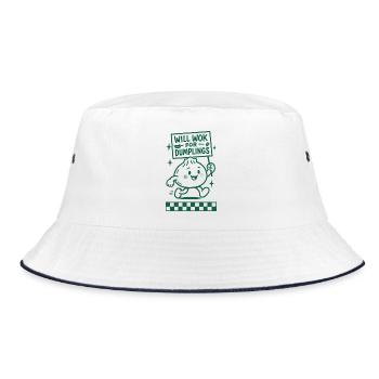 Wok for Dumplings | Dumplings Humor - Bucket Hat - white/navy - Front