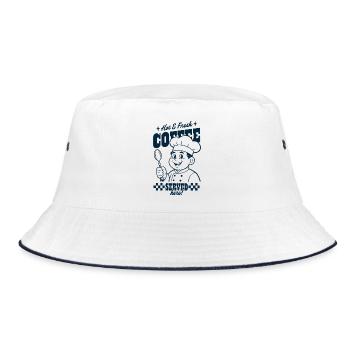 Kaffee Chef Serviert Hier - Bucket Hat - Weiß/Navy - Vorne