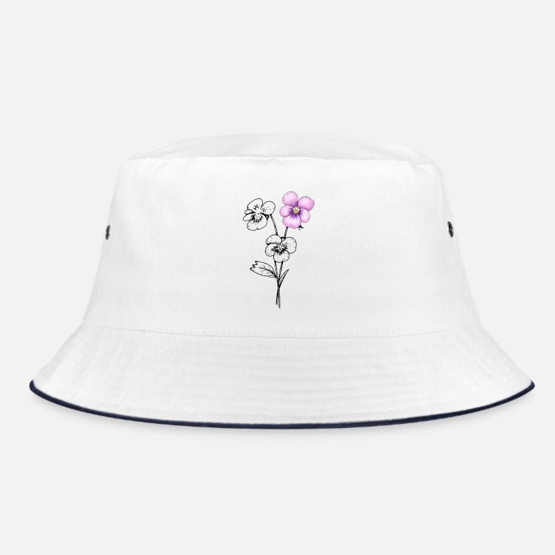 Pansy Flower Illustration Bucket Hat
