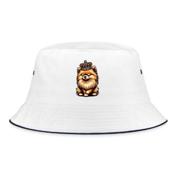 Pomeranian Pomeranian Pomeranian Spitz Dog Miniature Spitz Holder - Bucket Hat - white/navy - Front