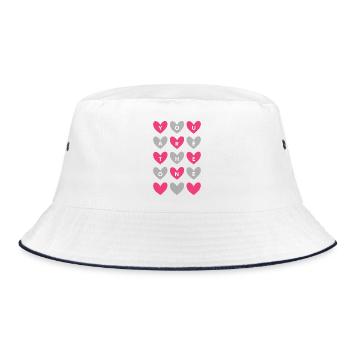 You Are The One Pink Romantic Heart Pattern Art - Bucket Hat - white/navy - Front