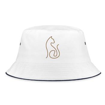 Cat Line Art Cats Design - Bucket Hat - white/navy - Front
