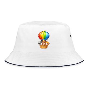 Hot Air Balloon Animals Motif Cartoon Kids - Bucket Hat - white/navy - Front