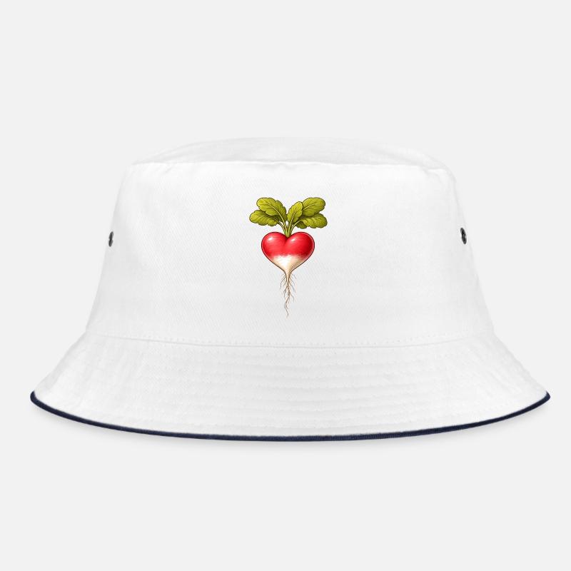 Radieschen Herzform Vintage Botanisch  Bucket Hat
