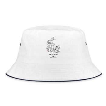 Dänemark Umriss - Rømø Liebe - Koordinaten - Bucket Hat - Weiß/Navy - Vorne