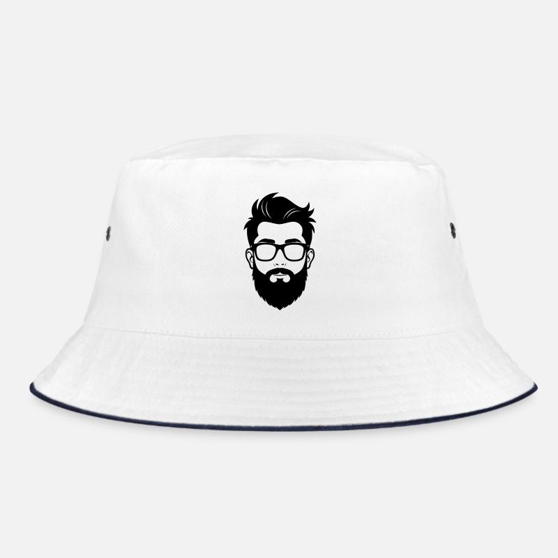 Bearded Hipster Man Bucket Hat