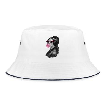 Ada Lovelace with pink sunglasses and bubblegum - Bucket Hat - white/navy - Front