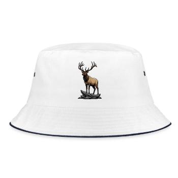 Majestic Elk Elk Wilderness Rock - Bucket Hat - white/navy - Front