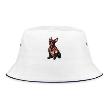 Doberman Dog Comic Vacation - Bucket Hat - white/navy - Front