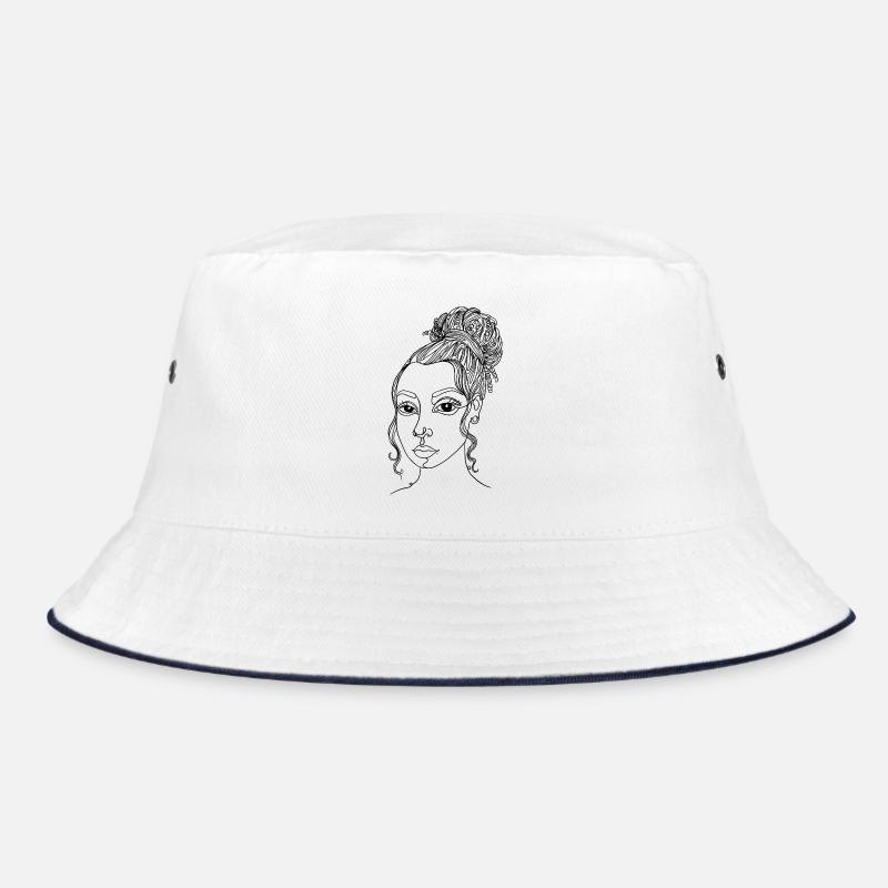 Femme abstraite : Une ligne - Bob - blanc/marine