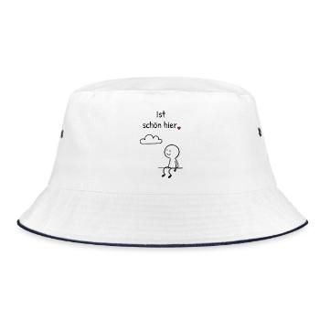 Ist schön hier. – minimalistische Figur mit Herz - Bucket Hat - Weiß/Navy - Vorne