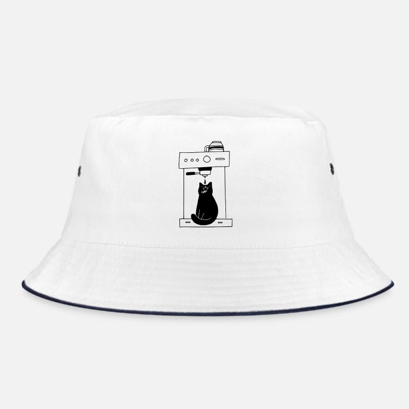 Black Cat Coffee Addict Minimalist Bucket Hat
