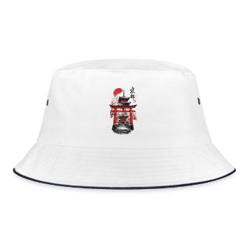 Japan Kyoto Tempel Tori - Bucket Hat - Weiß/Navy - Vorne