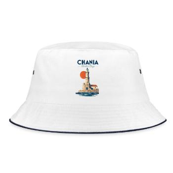 Chania Harbor Days Crete Greece Travel Vacation Me - Bucket Hat - Weiß/Navy - Vorne