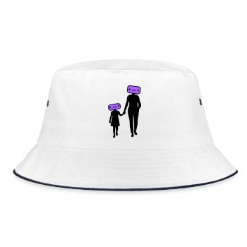 Familie Silhouette Liebe Kinder Eltern Mama Papa - Bucket Hat - Weiß/Navy - Vorne