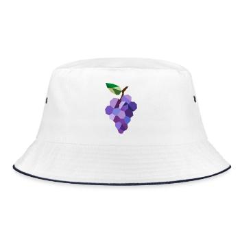 Geometrische Trauben – Modernes Weintrauben Motiv - Bucket Hat - Weiß/Navy - Vorne