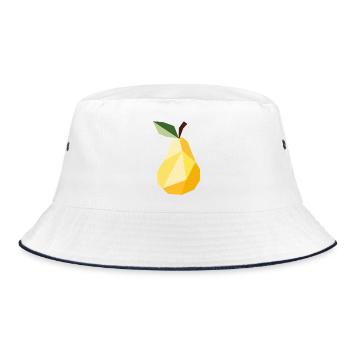 Geometrische Birne – Modernes Obst Motiv  - Bucket Hat - Weiß/Navy - Vorne