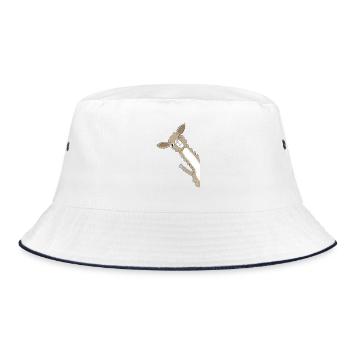 Cheerful llama looking around the corner - Bucket Hat - white/navy - Front