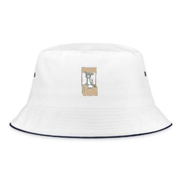 Lama Anmeldung - Bucket Hat - Weiß/Navy - Vorne