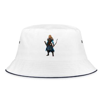 Viking Warrior with Bow & Fur Cloak - Bucket Hat - white/navy - Front