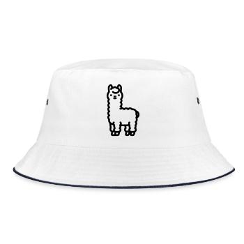 Lama - Bucket Hat - Weiß/Navy - Vorne
